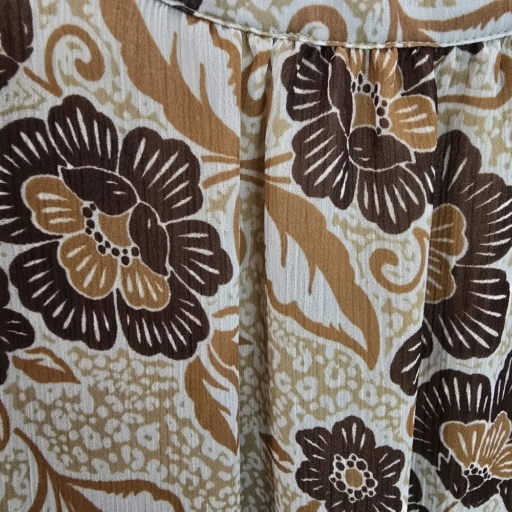 Loft Floral Print Puff  Womens Sleeve Henley Blouse Size XL.